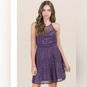 Francesca’s NWT purple lace halter mini dress
